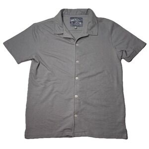 Free Planet Button Up Shirt Mens M Gray Short Sleeve Casual Lightweight